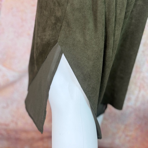 NWOT Olive Green Faux Suede Slip Dress - Picture 11 of 11